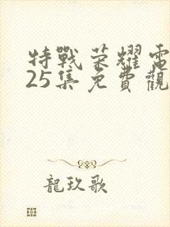 特战荣耀电视剧25集免费观看