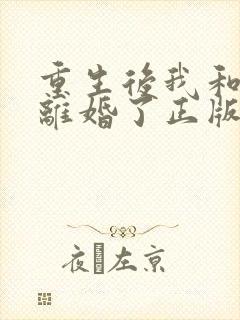 重生后我和渣男离婚了正版