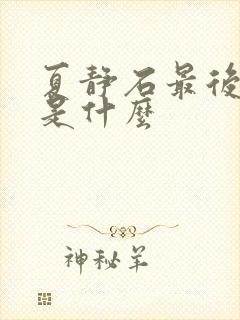 夏静石最后结局是什么