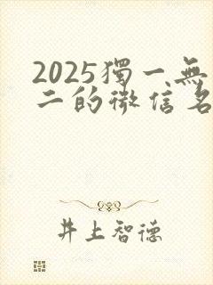 2025独一无二的微信名两个字