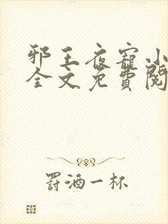 邪王夜宠小毒妃全文免费阅读