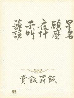 薄子夜顾星眠小说叫什么名字