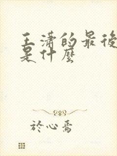 王潇的最后结局是什么封面