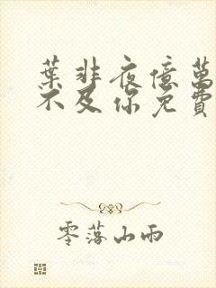 叶非夜亿万星辰不及你免费阅读