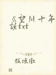 《望川十年》小说txt