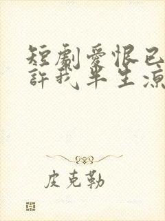 短剧爱恨已逝,许我半生凉薄免费观看