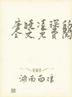 唐晓凌琛的小说全文免费阅读