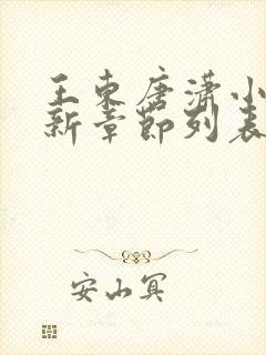 王东唐潇小说最新章节列表