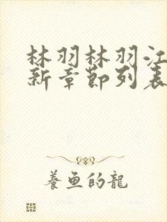 林羽林羽江颜最新章节列表