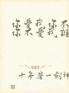 你爱我你不爱我你不爱我谁会爱我封面