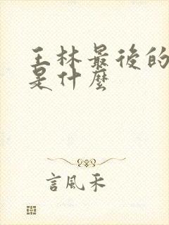 王林最后的结局是什么封面