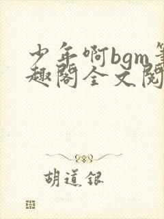 少年啊bgm笔趣阁全文阅读免费