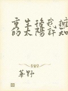 重生后我拥抱我的太阳许知意沈彻