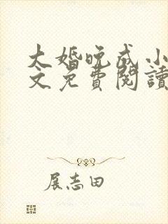 大婚晚成小说全文免费阅读