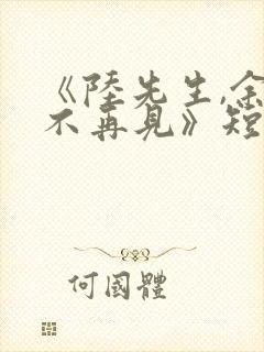 《陆先生,余生不再见》短剧封面