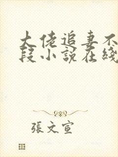 大佬追妻不择手段小说在线收听