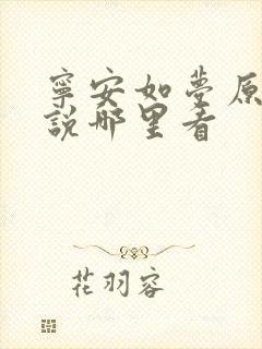 宁安如梦原著小说哪里看