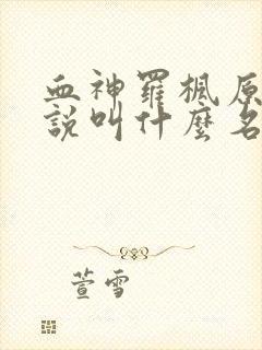 血神罗枫原著小说叫什么名字