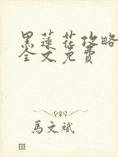 黑莲花攻略手册全文免费封面