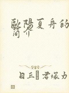 欧阳夏舟的丈夫简介