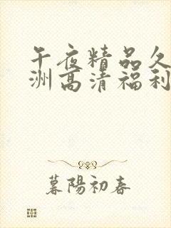 午夜精品久久亚洲高清福利