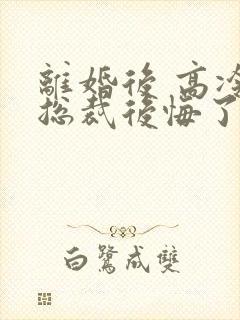 离婚后 高冷女总裁后悔了封面