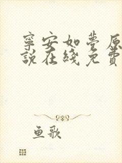 宁安如梦原著小说在线免费阅读