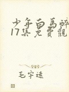 少年白马醉春风17集免费观看