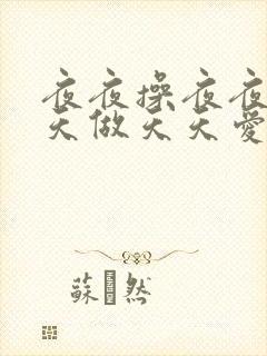 夜夜操夜夜爽天天做天天爱