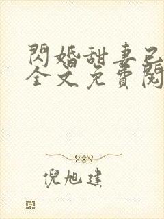 闪婚甜妻已上线全文免费阅读封面