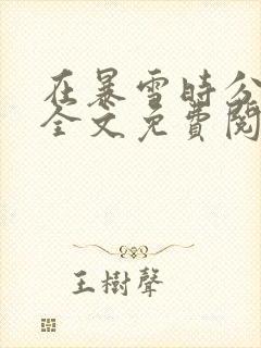 在暴雪时分小说全文免费阅读无删减