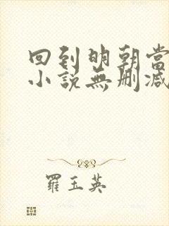 回到明朝当王爷小说无删减封面