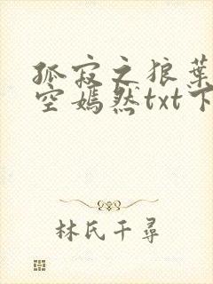 孤寂之狼叶凡司空嫣然txt下载