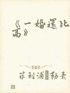 《一婚还比一婚高》封面