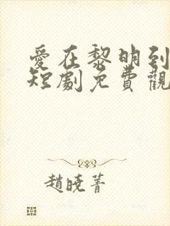 爱在黎明到来前短剧免费观看