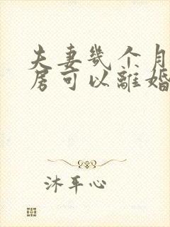 夫妻几个月不同房可以离婚