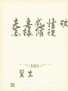 夫妻感情破裂了怎样修复封面