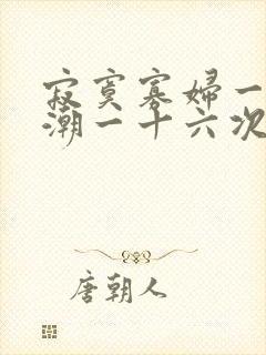 寂寞寡妇一夜高潮一十六次