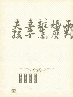 夫妻离婚两个男孩子怎么判抚养权封面