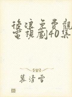 后浪免费观看的电视剧40集在线播放