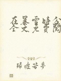 在暴雪时分小说全文免费阅读无删减