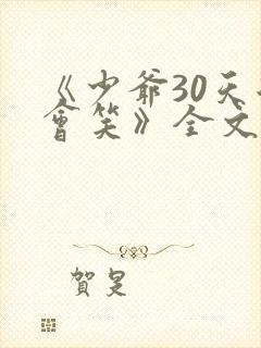 《少爷30天后会笑》全文免费阅读在线