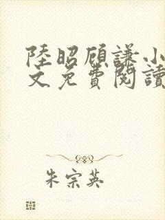 陆昭顾谦小说全文免费阅读封面