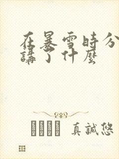 在暴雪时分小说讲了什么