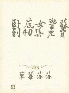 卧底女警苏娟1到40集免费观看