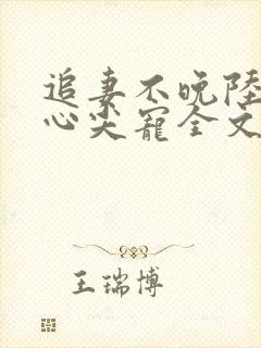 追妻不晚陆少的心尖宠全文免费