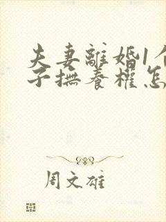 夫妻离婚1个孩子抚养权怎么判定