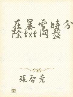 在暴雪时分未删除txt网盘封面