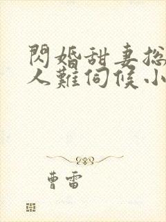 闪婚甜妻总裁大人难伺候小说