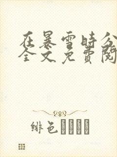 在暴雪时分小说全文免费阅读未删减版